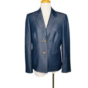 Kasper Tailored Blazer Pleated Waist Shield Buttons And Stitching Sz 8 NWOT